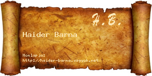 Haider Barna névjegykártya
