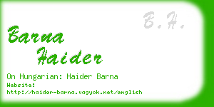 barna haider business card